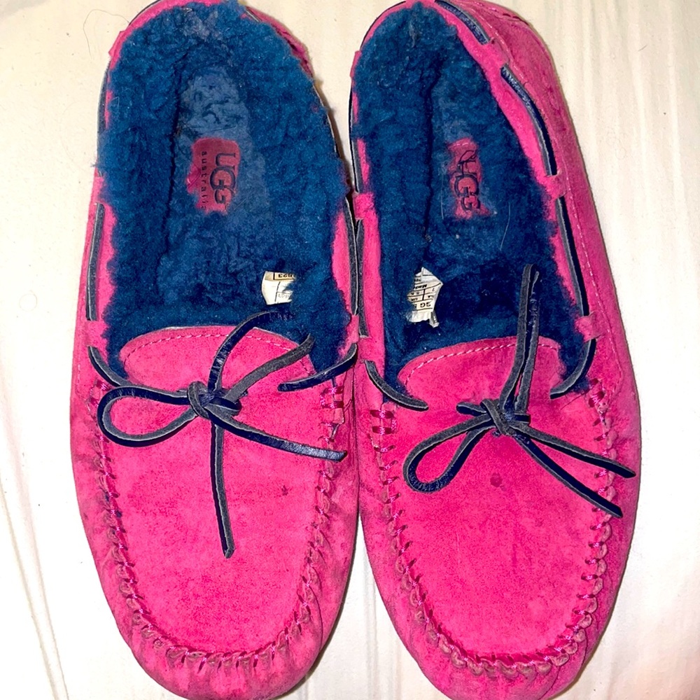 Ugg moccasins. Hot pink & navy.